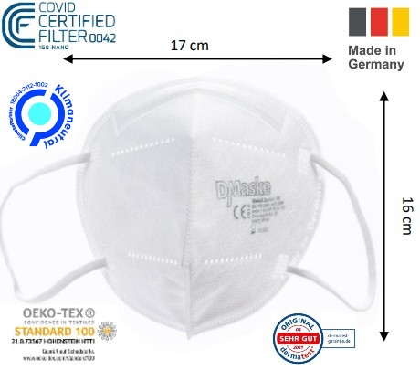 D/Maske Modell 2a FFP2 Atemschutzmaske – TÜV Rheinland zertifiziert.